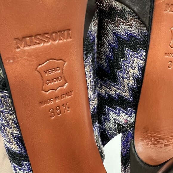 Missoni Multicolor Knit Slingback Peep Toe Heels - Picture 10 of 12